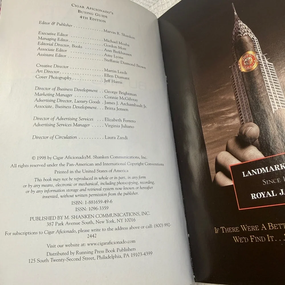 Cigar Aficionado Buying Guide 4th Edition‎ 1200+ Ratings Marvin Shanken 1998 PB